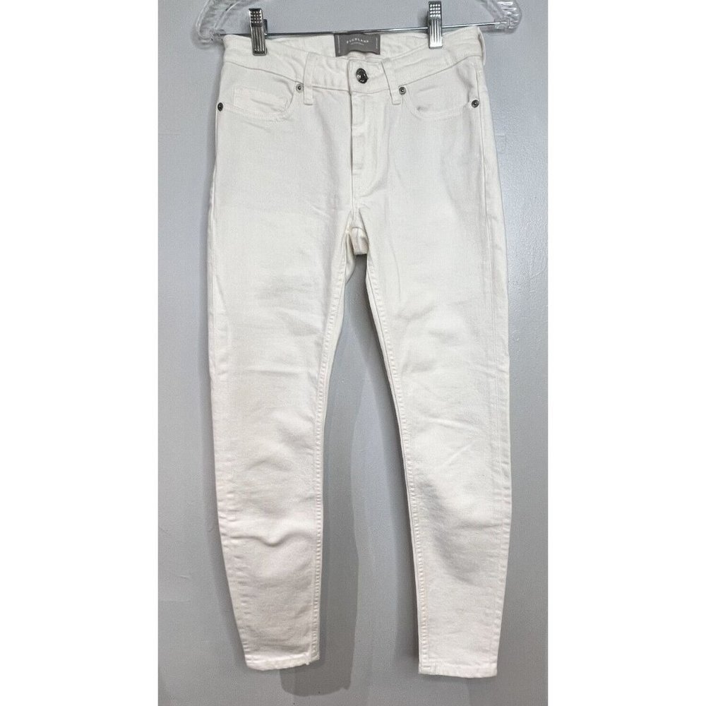 Everlane Womens Mid Rise Skinny Jeans Size 24 White Stretch Denim Coastal